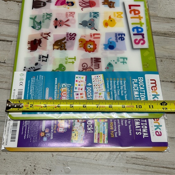 Set of 8 Merka Kids' Educational Placemats Reusable Non-Slip Silicone Teaching - Picture 8 of 10